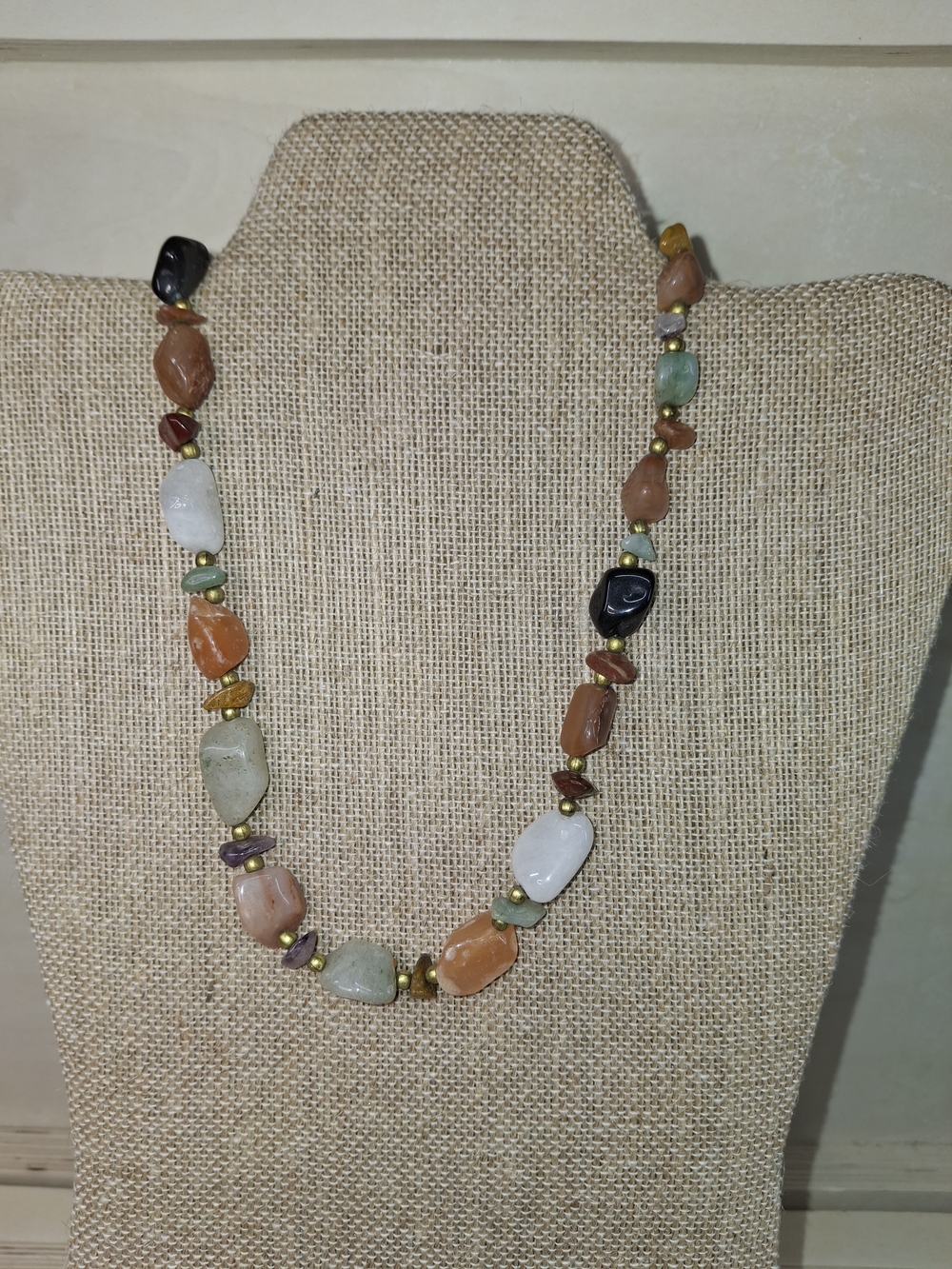Multi-Color Natural Stone Beaded Necklace - Unbranded